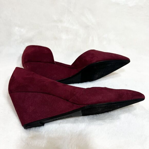 Kenneth Cole Reaction Wine Red Faux Suede Heels Wedge New Women’s Sz 6.5 - Picture 6 of 13